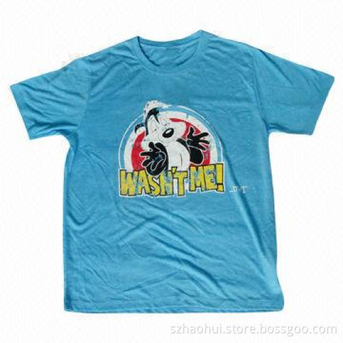 Men's Printed Polyester Mixed Viscose T-shirt, Various Colors Available
